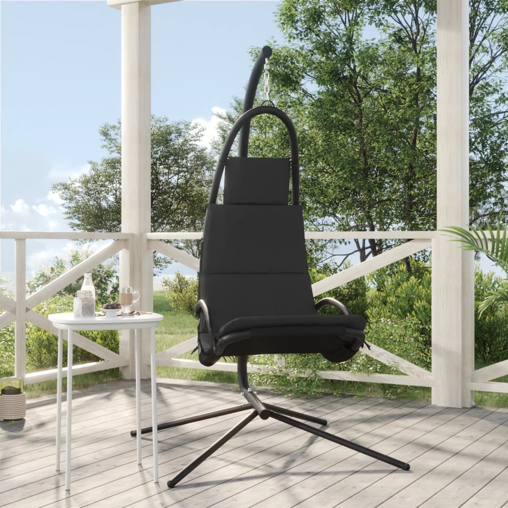 Vetonek Silla colgante jardín con cojín acero y tela Oxford gris oscuro