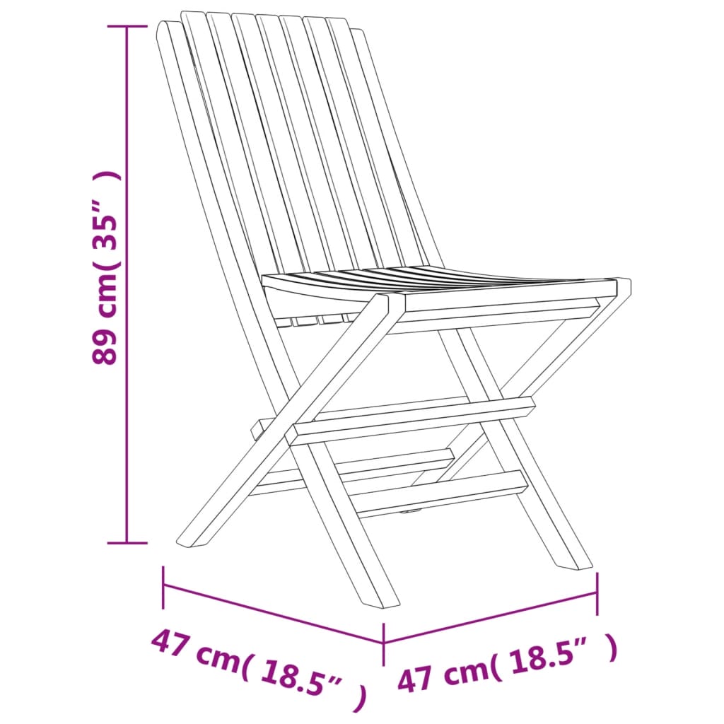 Cadires de jardí plegables 2 UDS TEAK DE FUSTA MACIZA 47X47X89CM