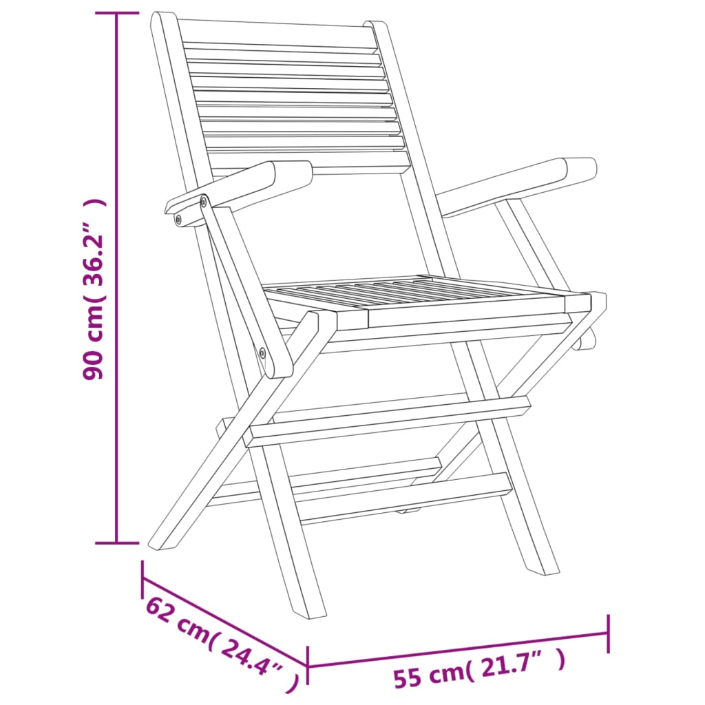 Cadires de jardí plegables 2 UDS Macker Teak Wood 55x62x90 cm