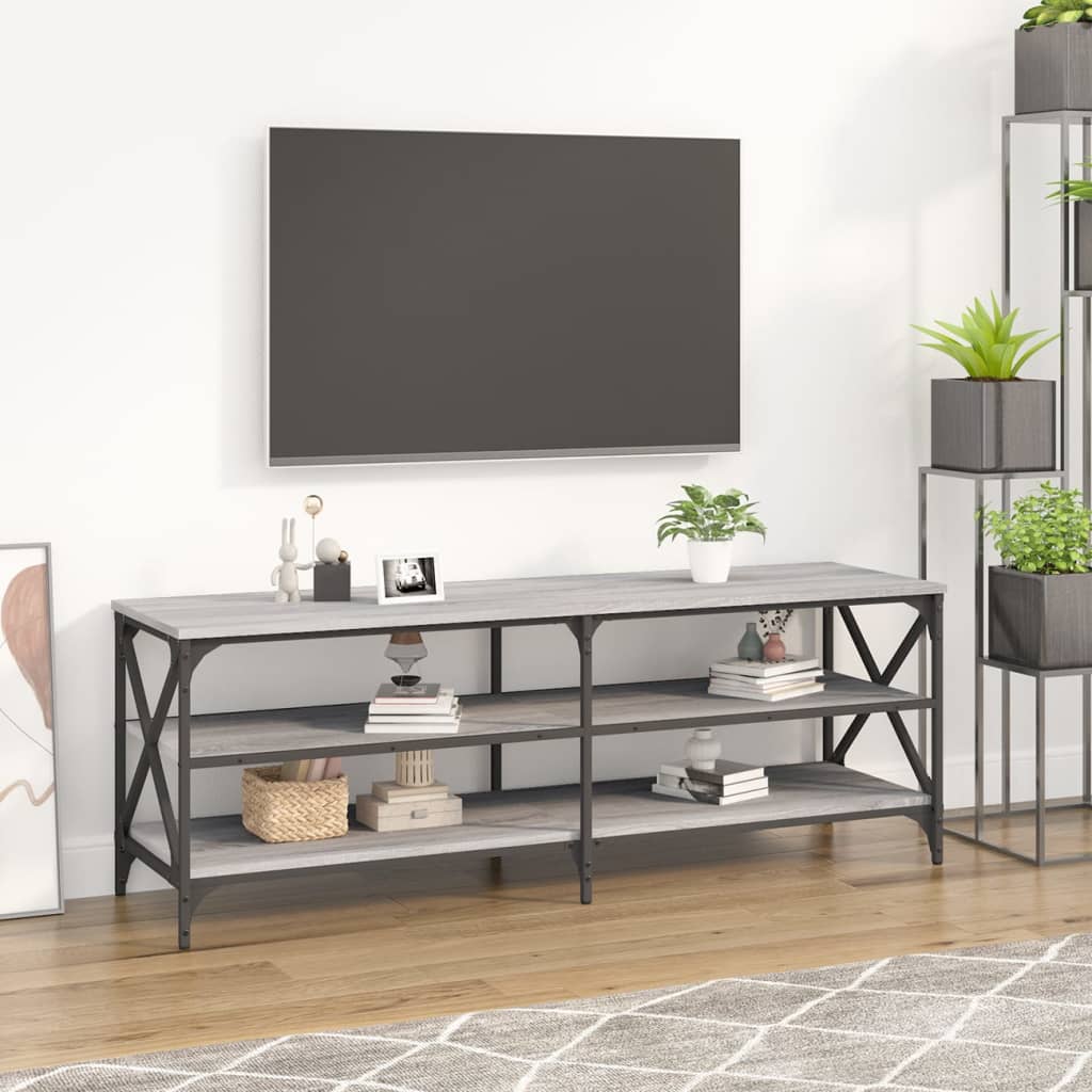 Vetonek Mueble para TV madera contrachapada gris Sonoma 140x40x50 cm