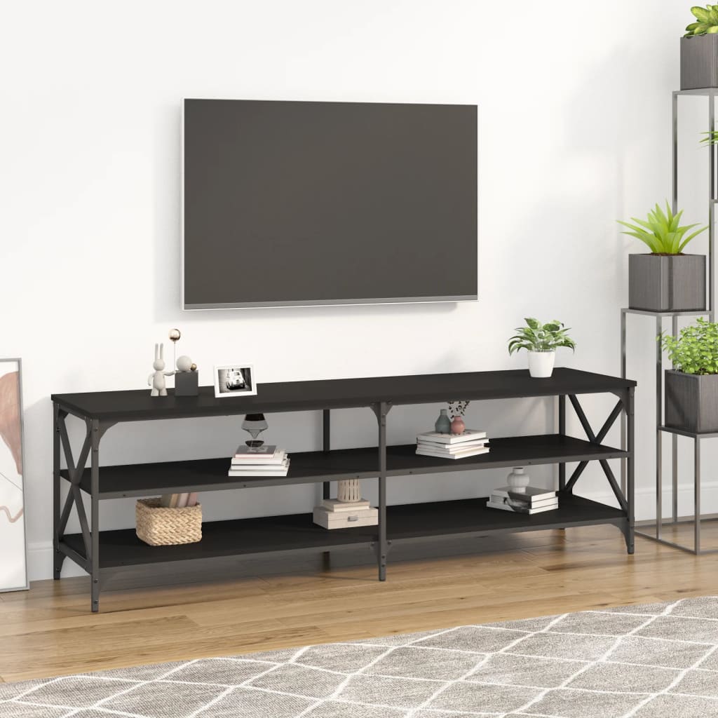 Vetonek Mueble de TV madera contrachapada negro 160x40x50 cm