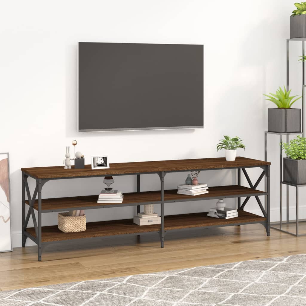 Vetonek Mueble de TV madera contrachapada marrón roble 160x40x50 cm