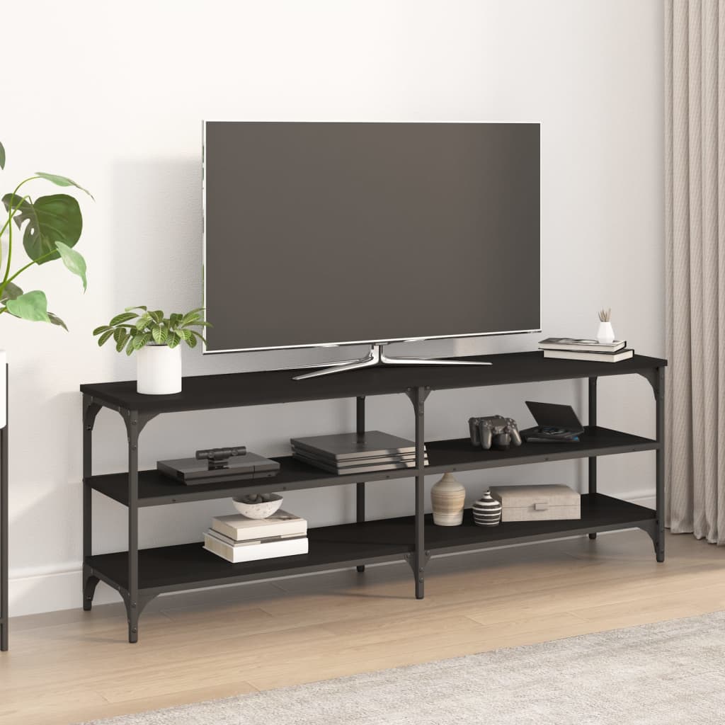 Vetonek Mueble para TV madera contrachapada negro 140x30x50 cm