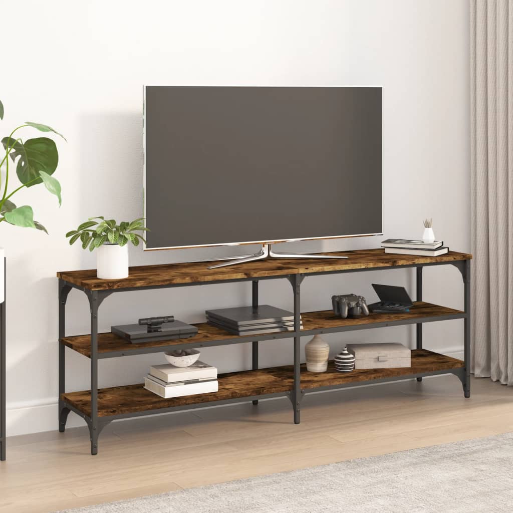 Vetonek Mueble de TV madera contrachapada roble ahumado 140x30x50 cm