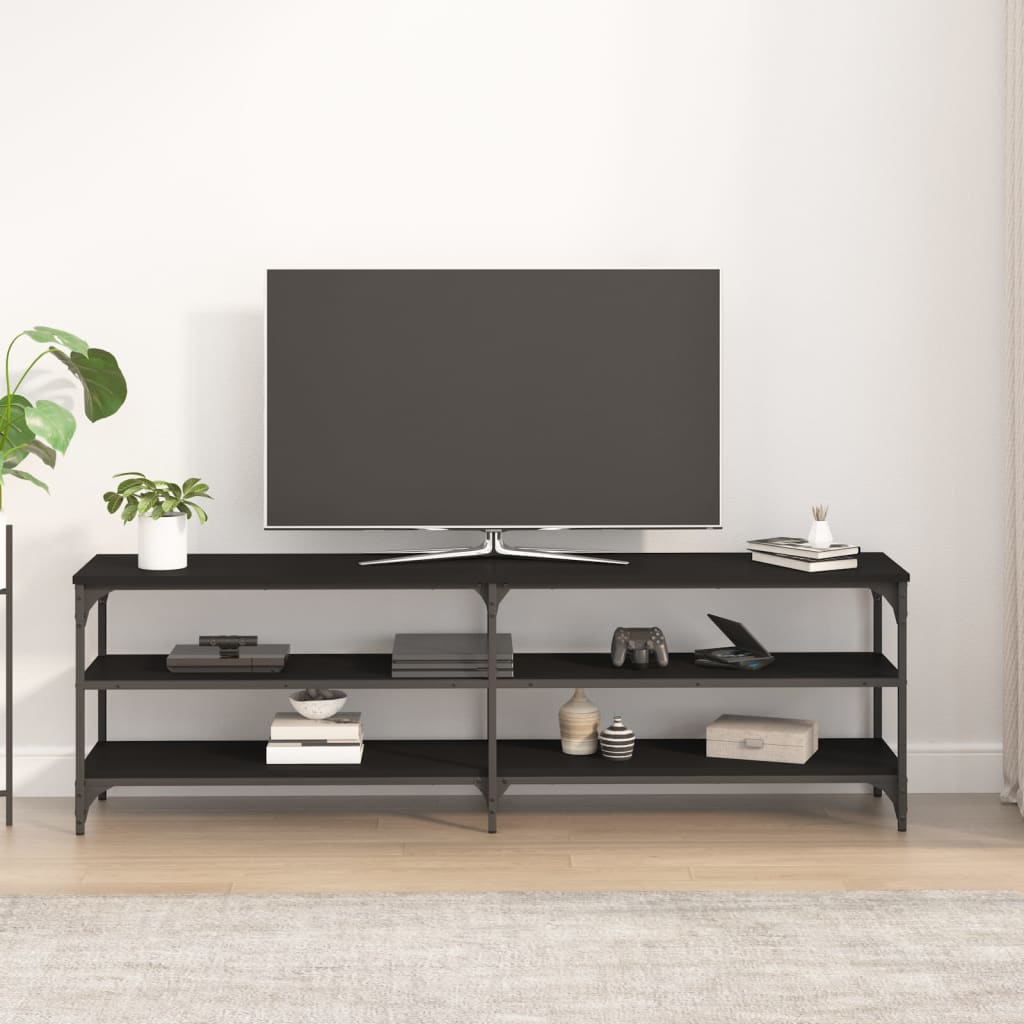 Mueble de TV madera negro 160x30x50 cm