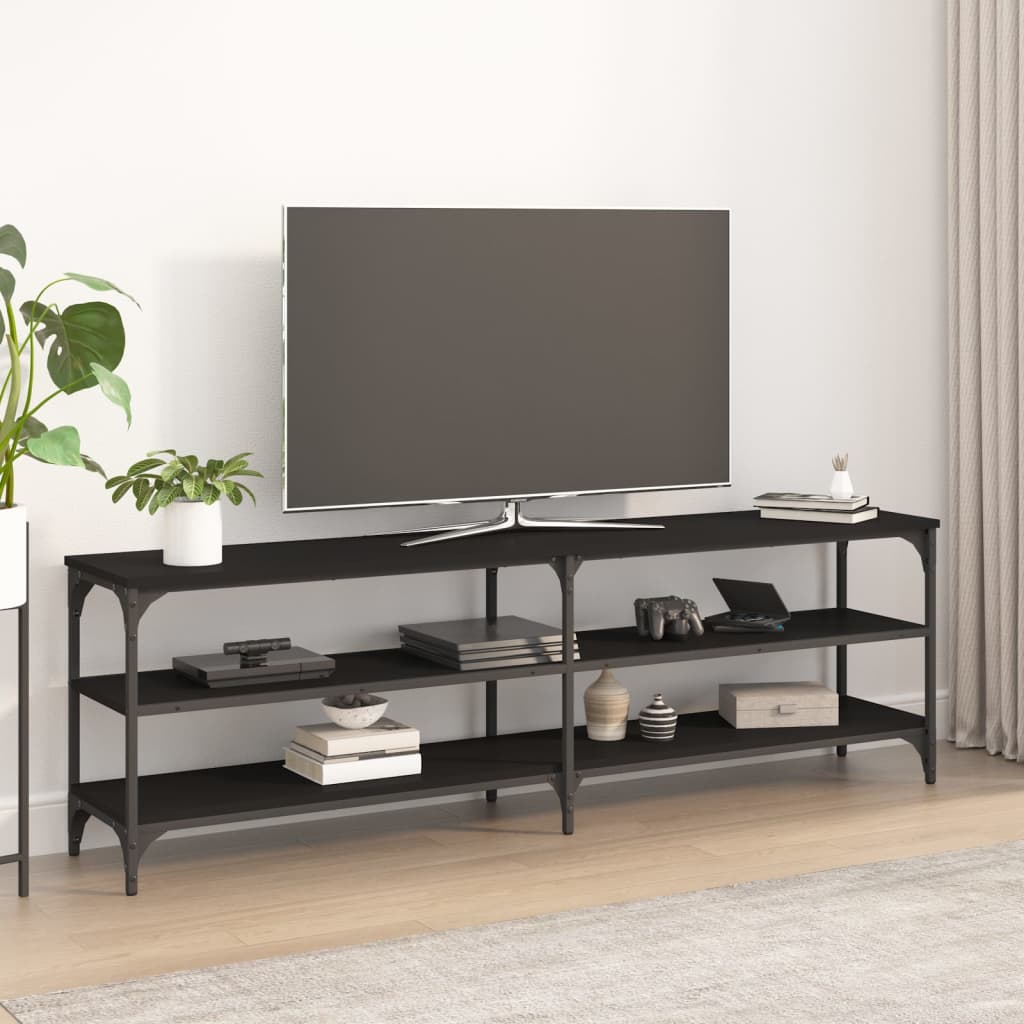 Vetonek Mueble de TV madera contrachapada negro 160x30x50 cm