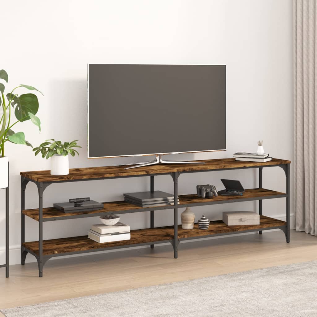 Vetonek Mueble de TV madera contrachapada roble ahumado 160x30x50 cm