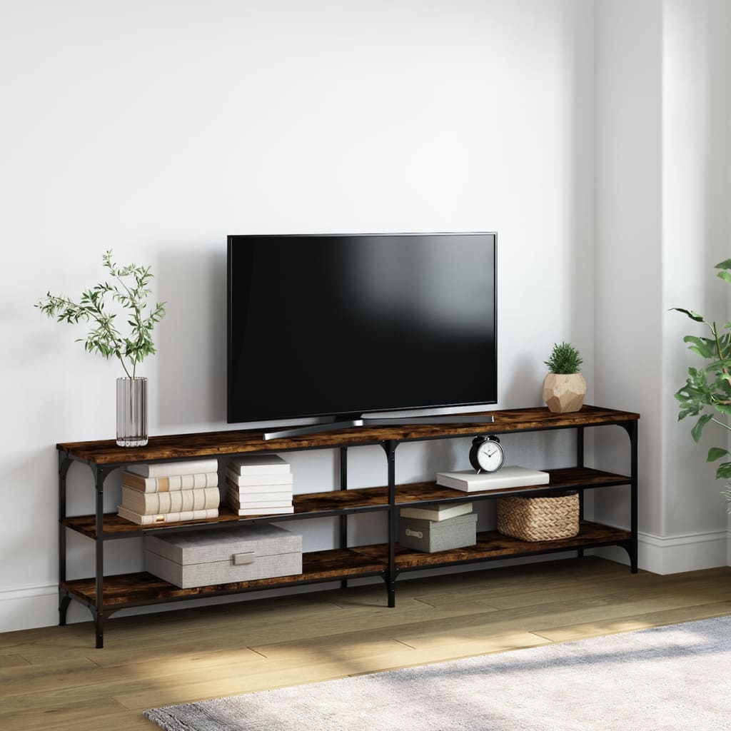 Vetonek Mueble TV metal y madera contrachapada roble humo 180x30x50cm