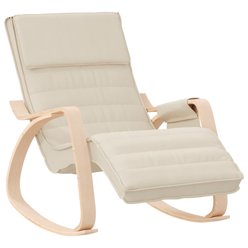 Silla mecedora de tela color crema vidaXL