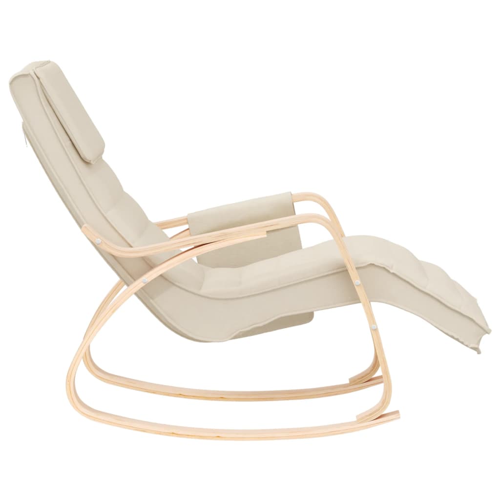 Silla mecedora de tela color crema vidaXL