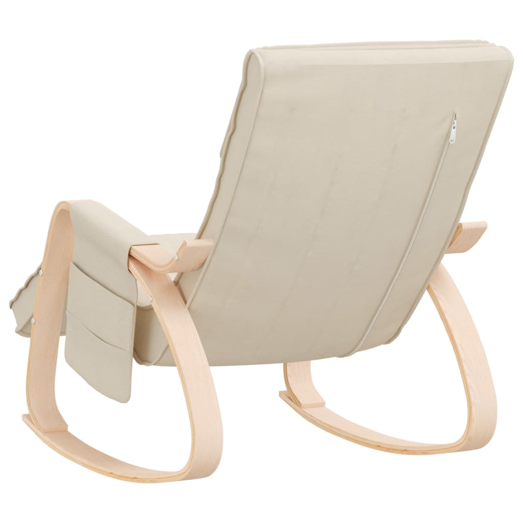 Silla mecedora de tela color crema vidaXL