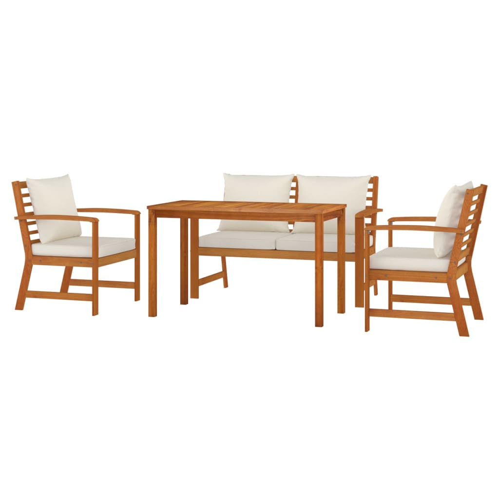 Juego comedor de jardín 4 pzas con cojines madera maciza acacia vidaXL