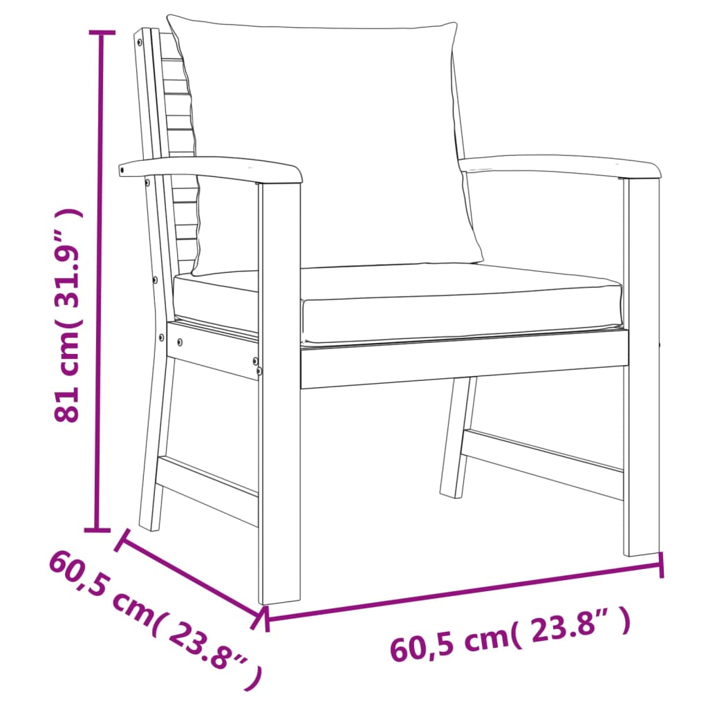 Juego comedor de jardín 4 pzas con cojines madera maciza acacia vidaXL