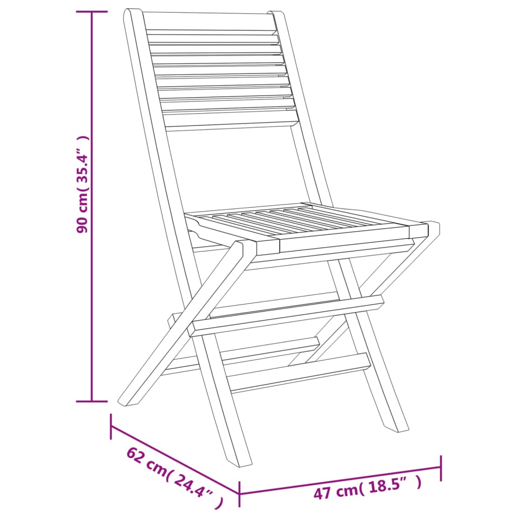 Sillas de jardín plegables 4 uds madera maciza teca 47x62x90 cm vidaXL