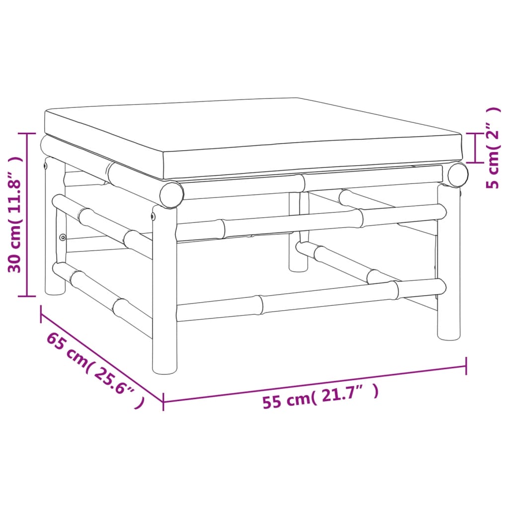 Set de muebles de jardín 6 piezas bambú con cojines gris claro vidaXL