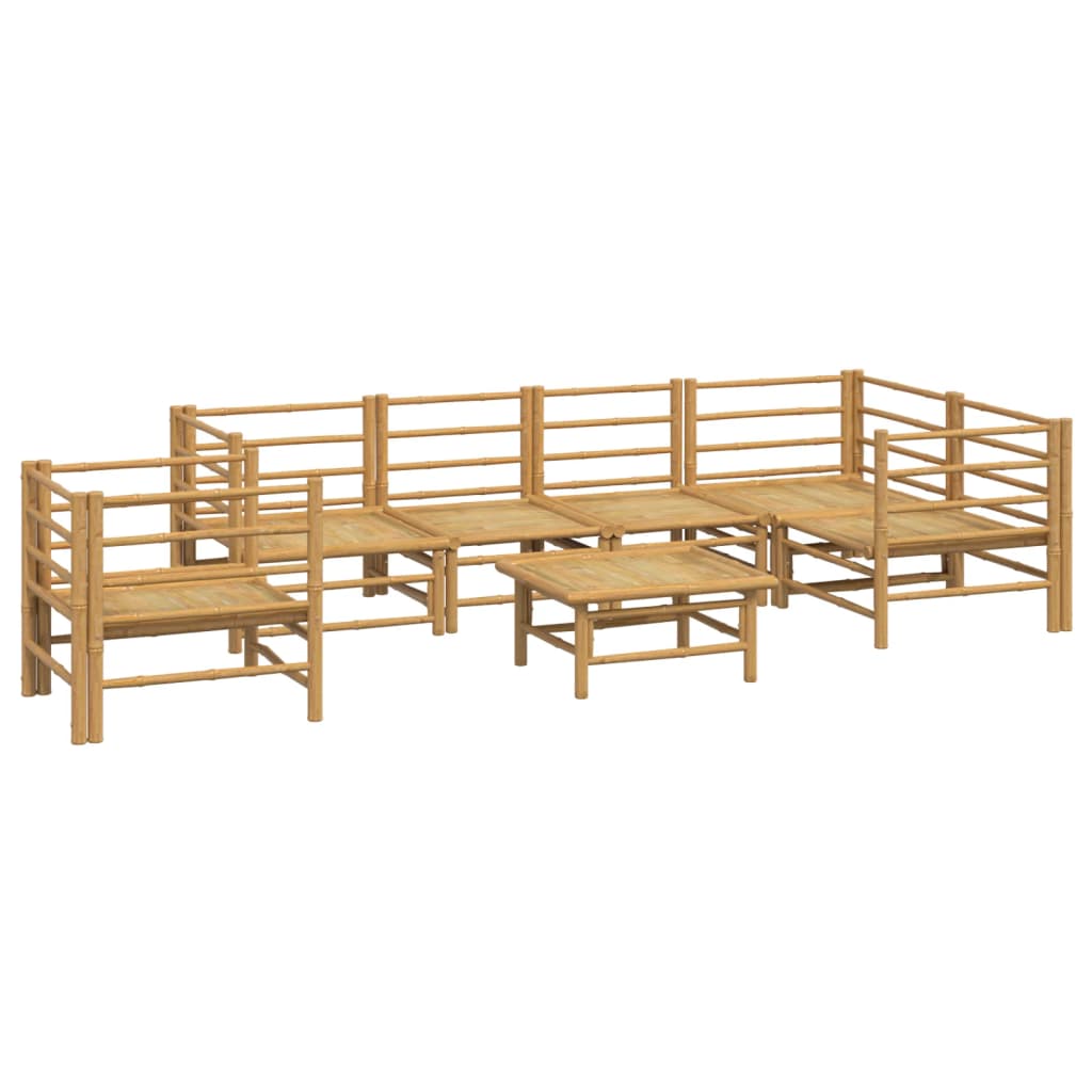 Set de muebles de jardín 7 piezas bambú y cojines gris claro vidaXL