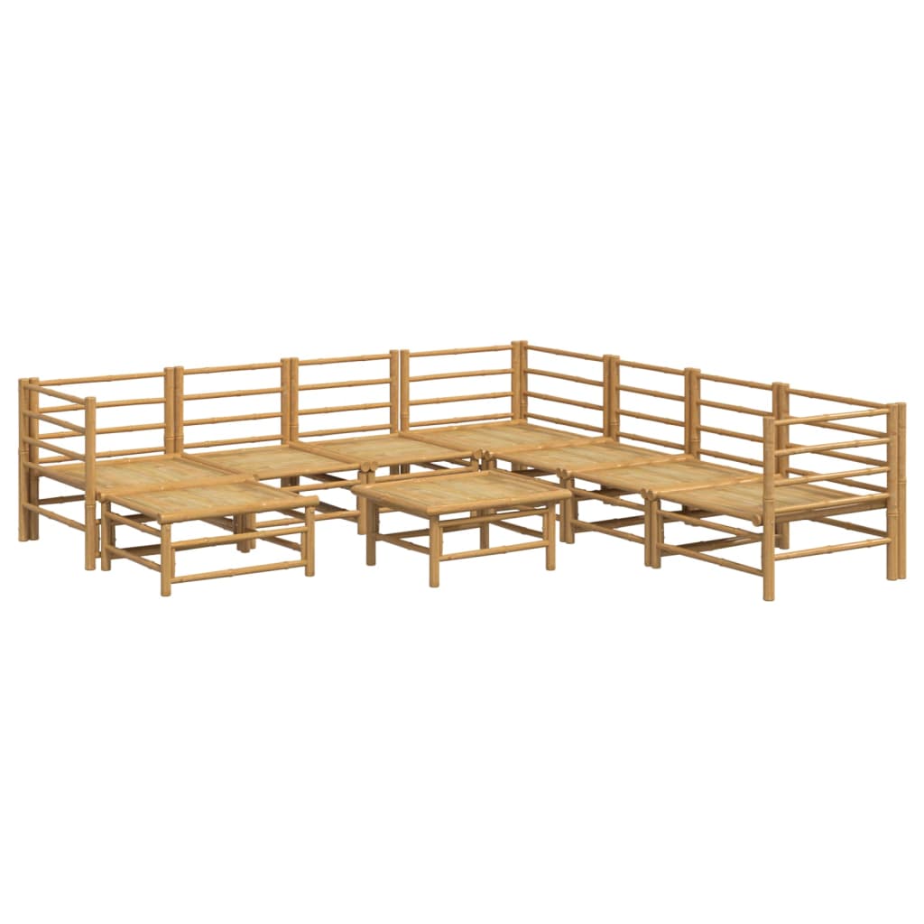 Set de muebles de jardín 9 piezas bambú y cojines gris claro vidaXL