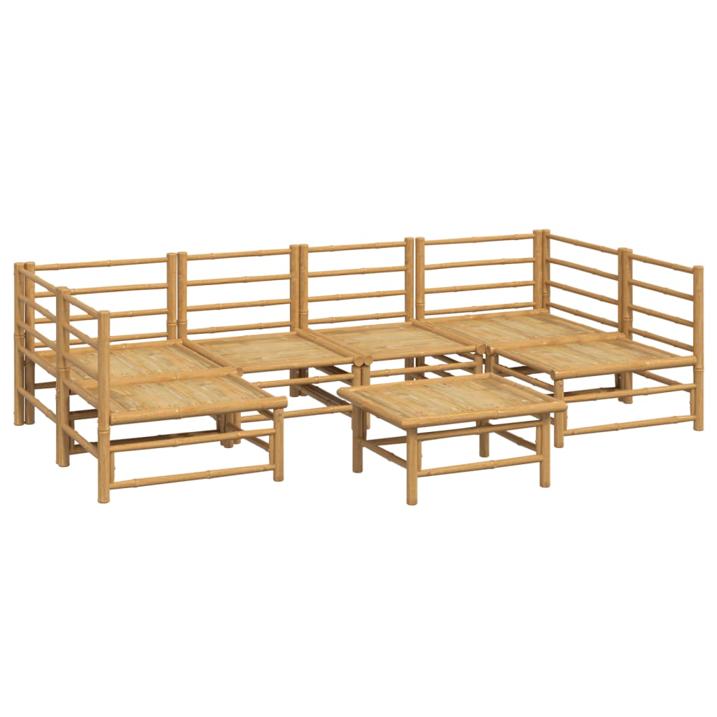 Set de muebles de jardín 7 piezas bambú y cojines gris claro vidaXL