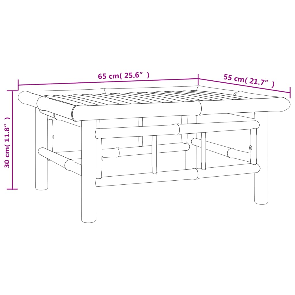 Set de muebles de jardín 5 piezas bambú y cojines blanco crema vidaXL