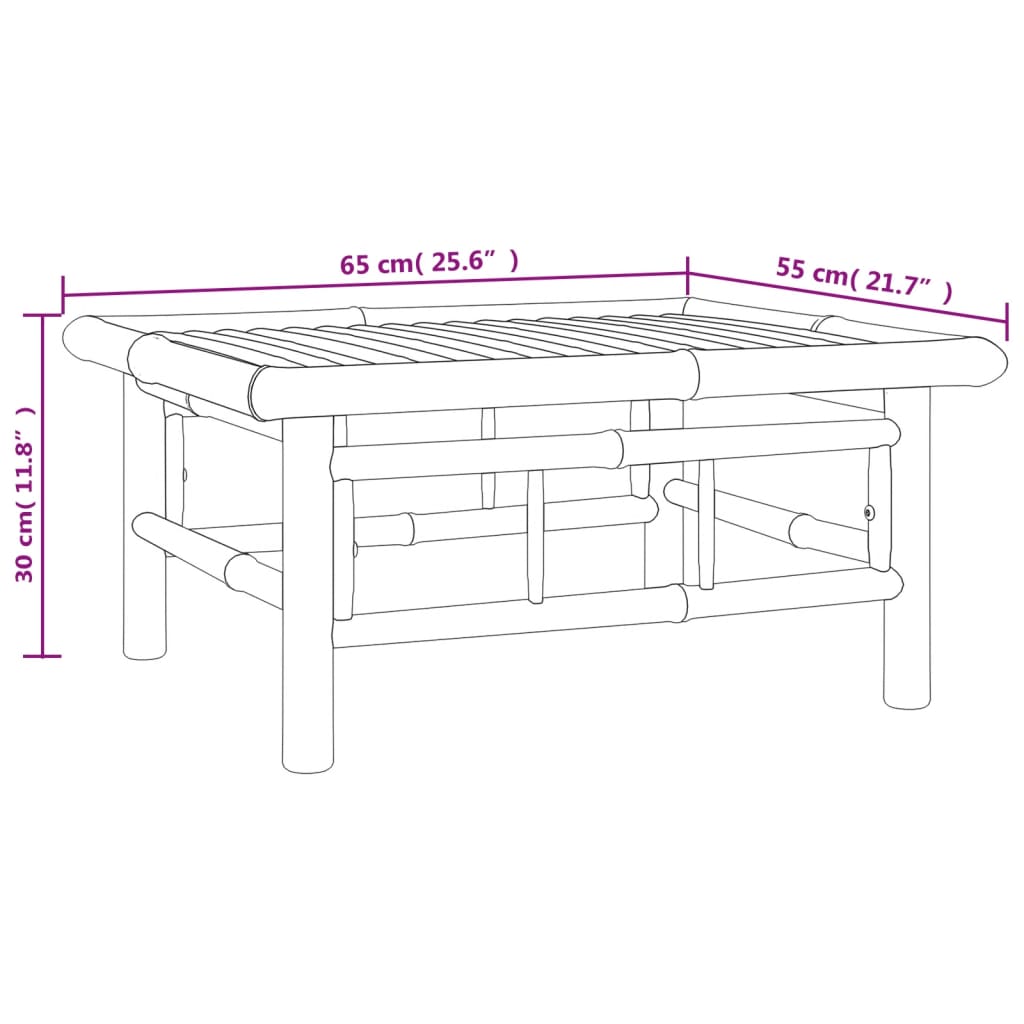 Set de muebles de jardín 6 piezas bambú y cojines blanco crema vidaXL