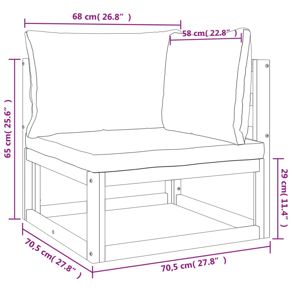 Set muebles de jardín 4 pzas madera maciza y cojines gris taupé vidaXL