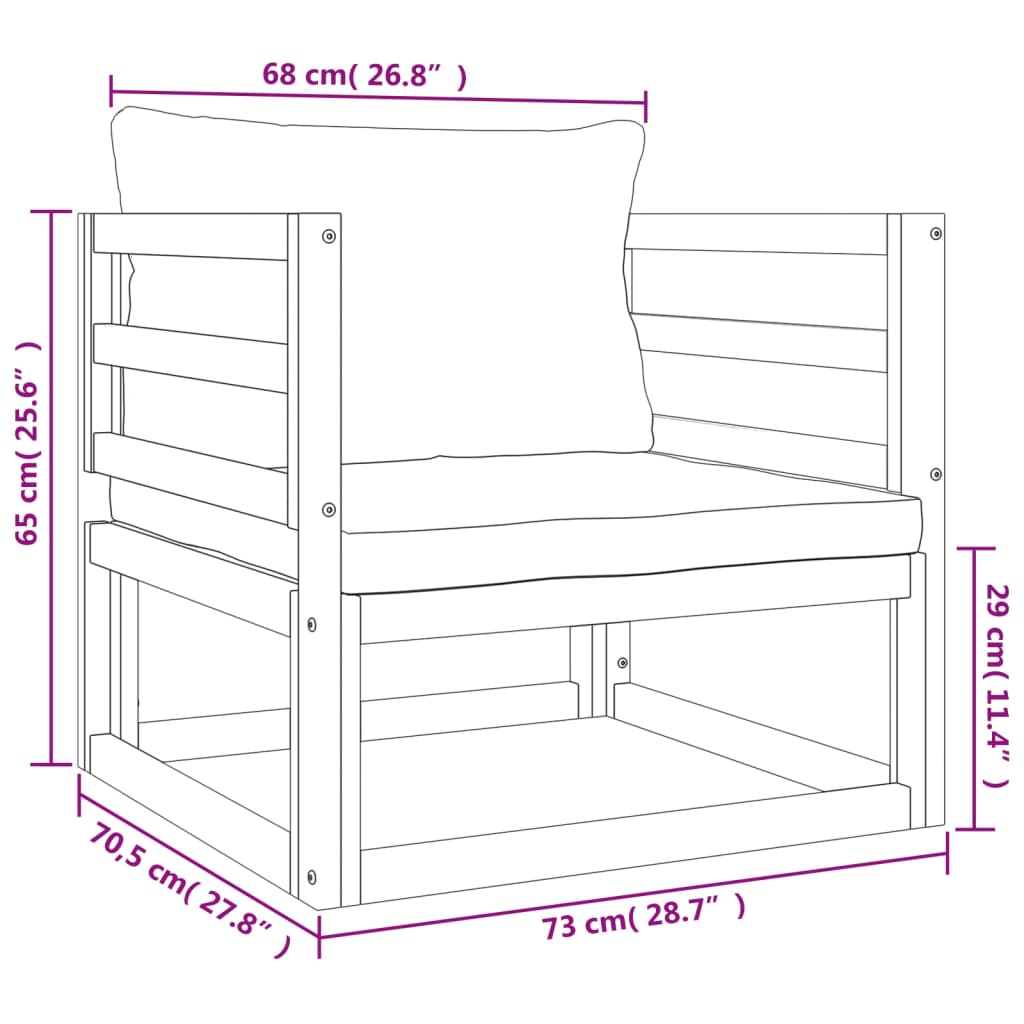 Set muebles de jardín 8 pzas madera maciza y cojines gris taupé vidaXL