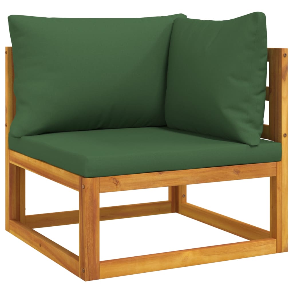 Set de muebles de jardín 8 pzas madera maciza con cojines verde vidaXL