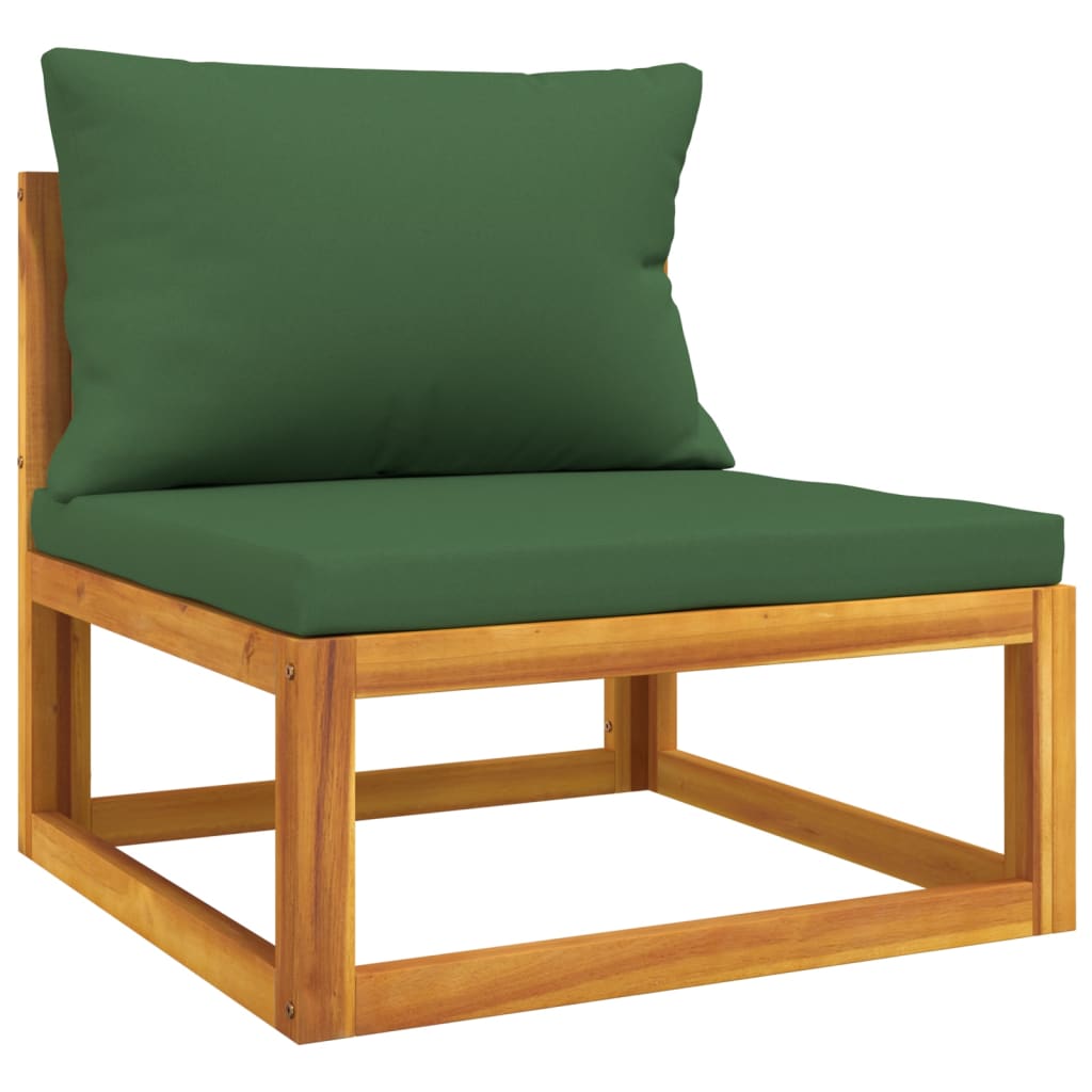 Set de muebles de jardín 8 pzas madera maciza con cojines verde vidaXL