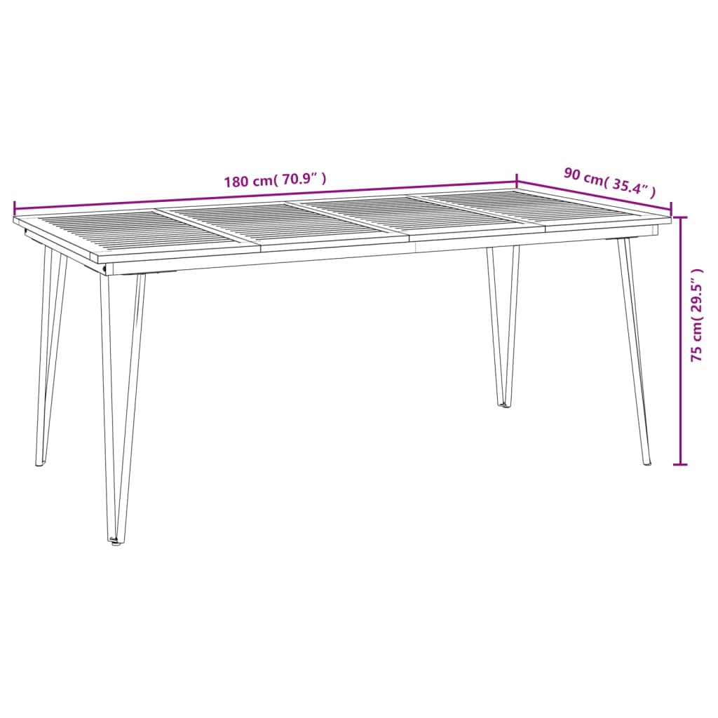 Juego de comedor de jardín 5 pzas madera maciza acacia y metal vidaXL