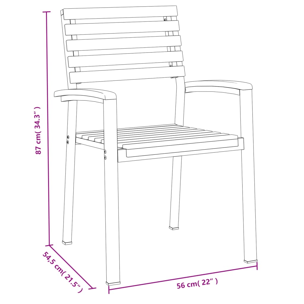 Juego de comedor de jardín 5 pzas madera maciza acacia y metal vidaXL