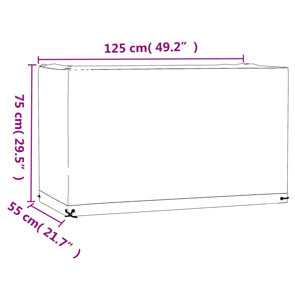 Fundas muebles de jardín 2 uds 8 ojales rectangular 125x55x75cm vidaXL