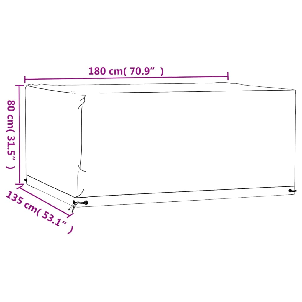 Fundas muebles jardín 2 uds 8 ojales rectangular 180x135x80 cm vidaXL