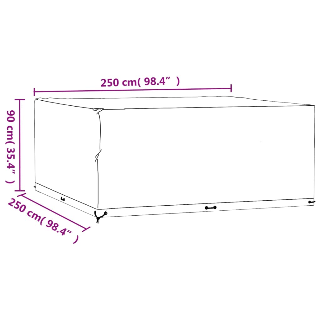 Fundas muebles de jardín 2 uds 16 ojales cuadrado 250x250x90 cm vidaXL