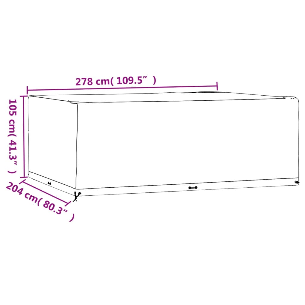 Fundas muebles jardín 2 uds 16 ojales rectangular 278x204x105cm vidaXL