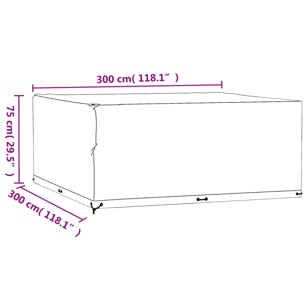 Fundas muebles de jardín 2 uds 16 ojales cuadrado 300x300x75 cm vidaXL