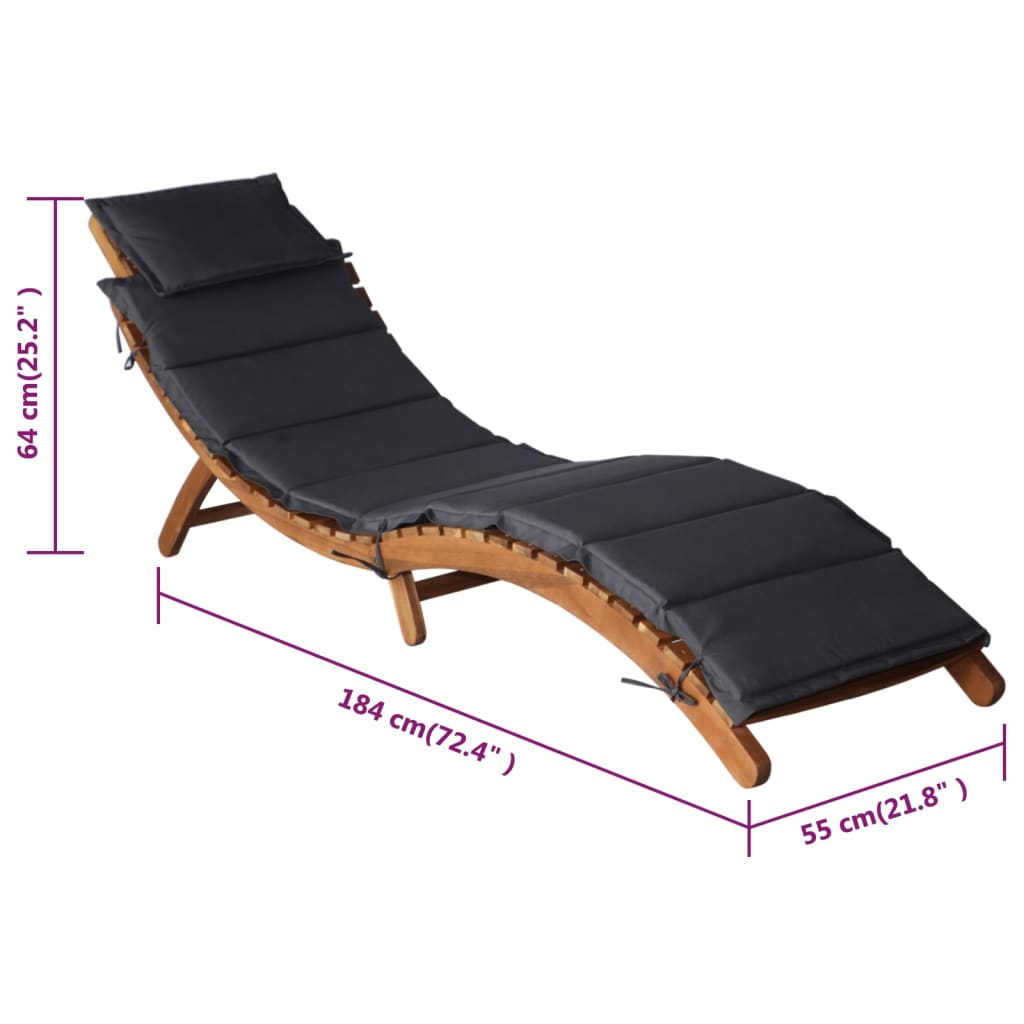 Tumbonas con cojines 2 uds madera maciza acacia gris oscuro vidaXL