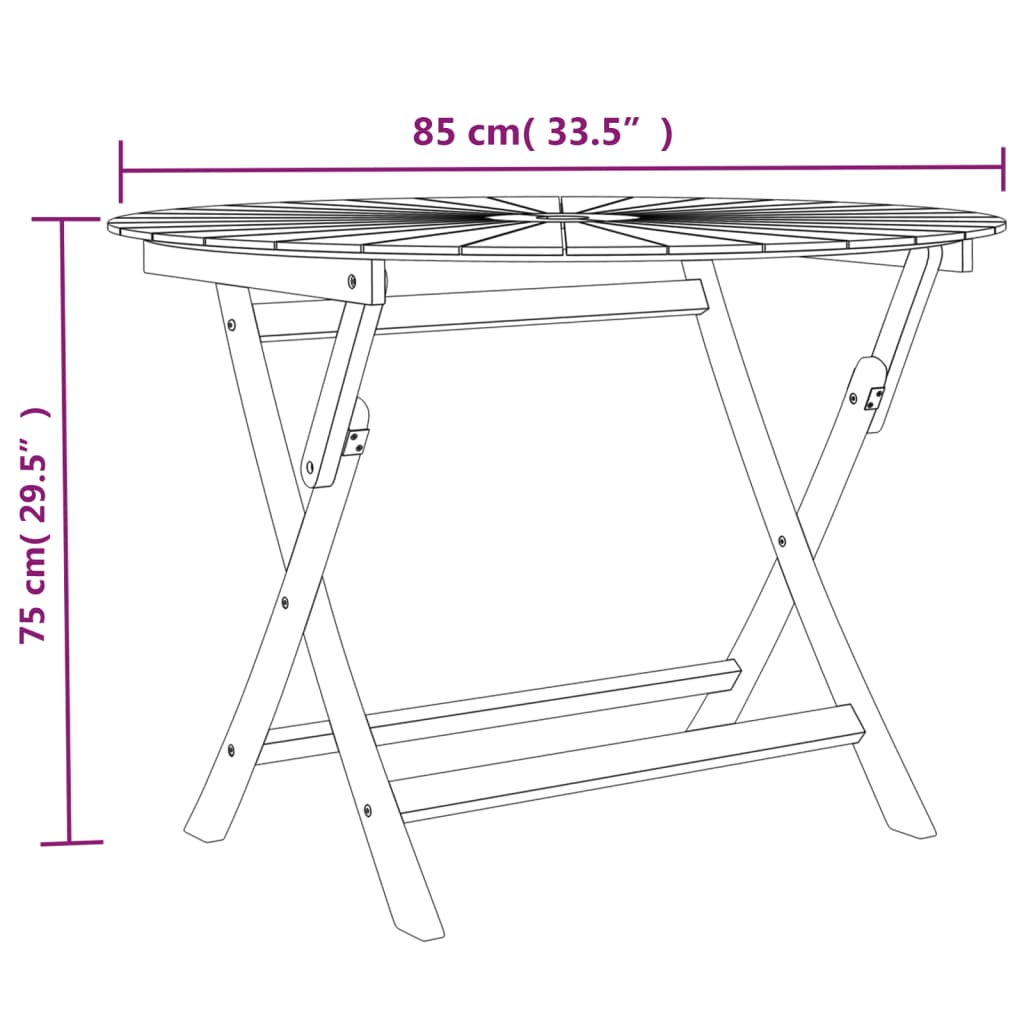 Table jardin pliante bois Ø 85x75 cm