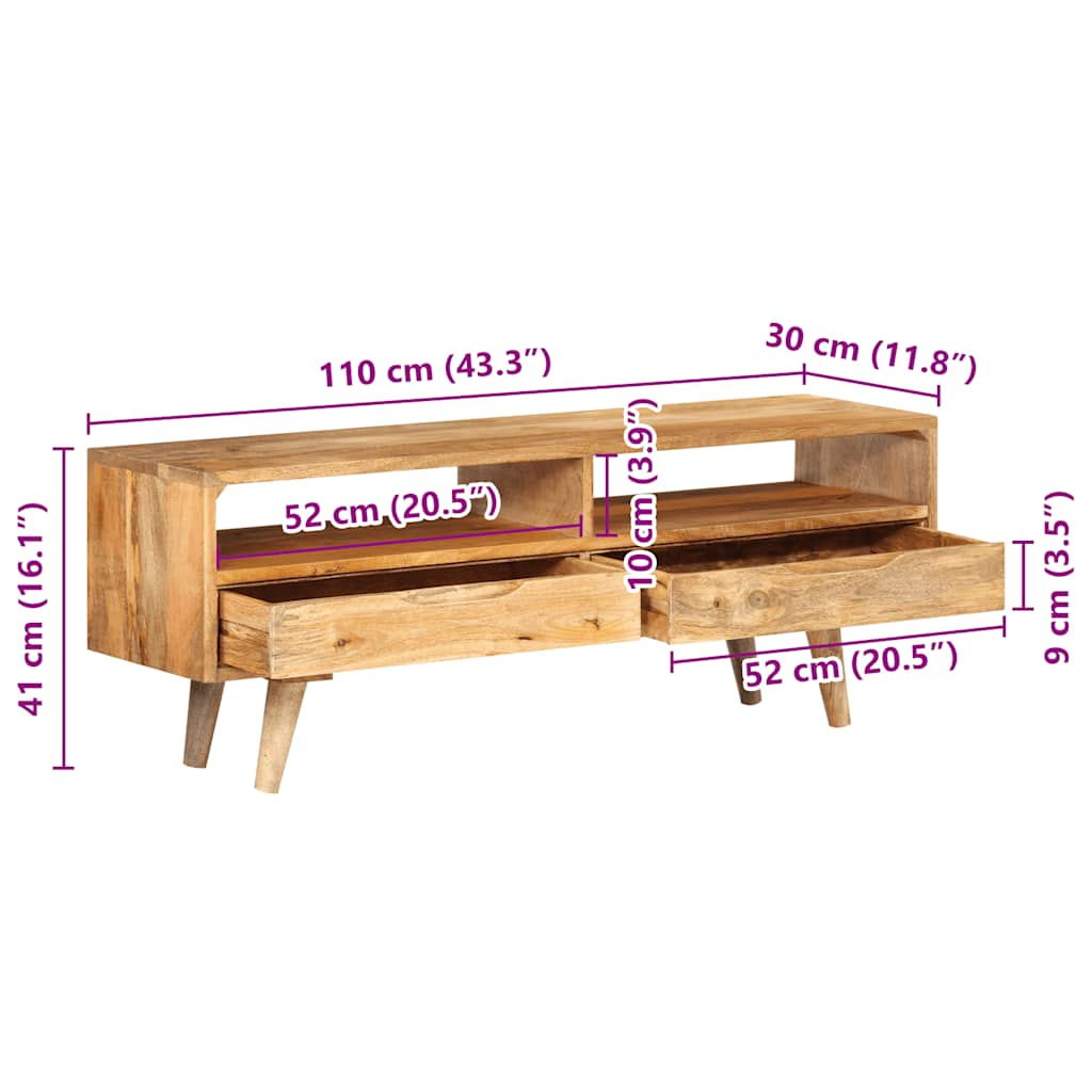 Mueble de TV madera maciza de mango 110x30x41 cm