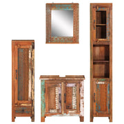 Vetonek Conjunto de muebles de baño 4 piezas madera maciza reciclada