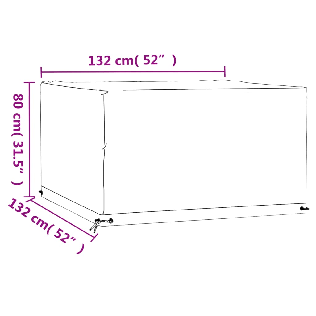 Garden furniture cover 8 square eyes 132x132x80 cm