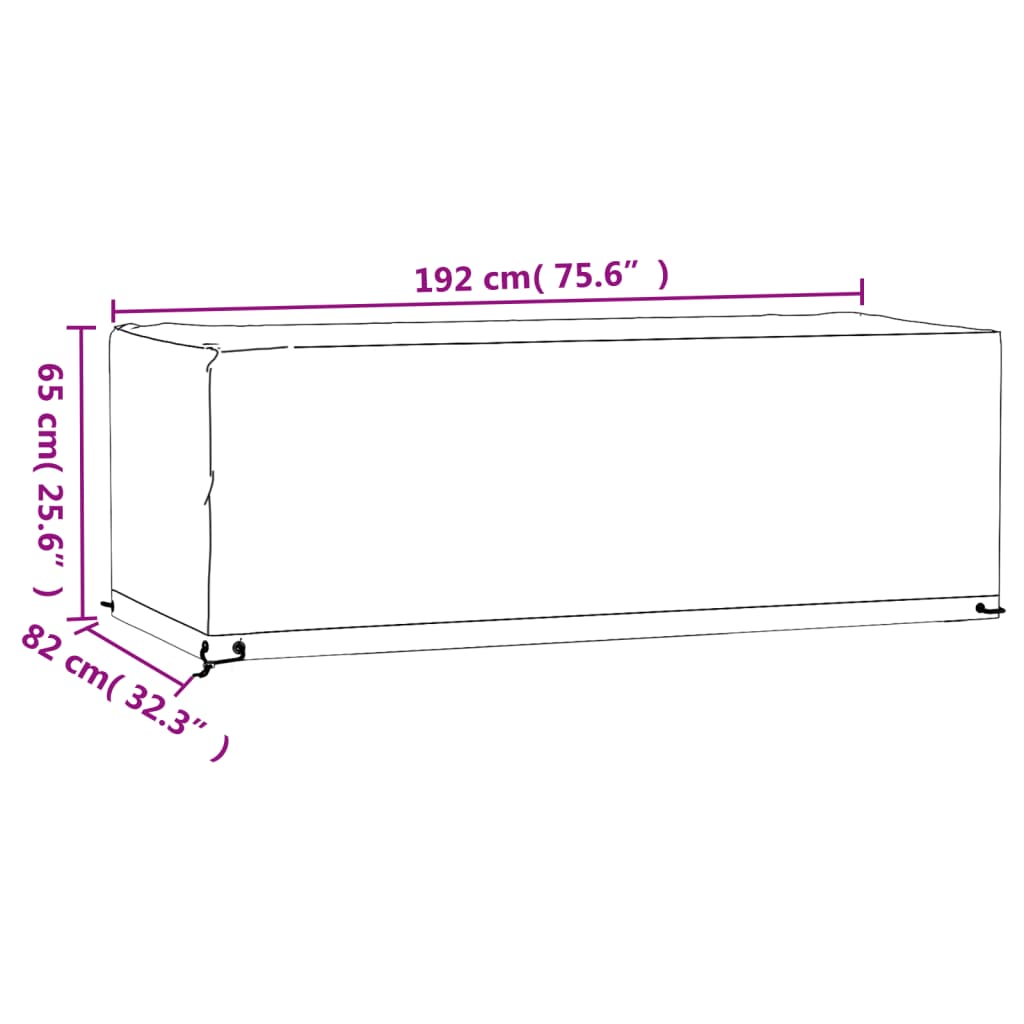 Garden furniture cover 8 rectangular eyeles 192x82x65 cm