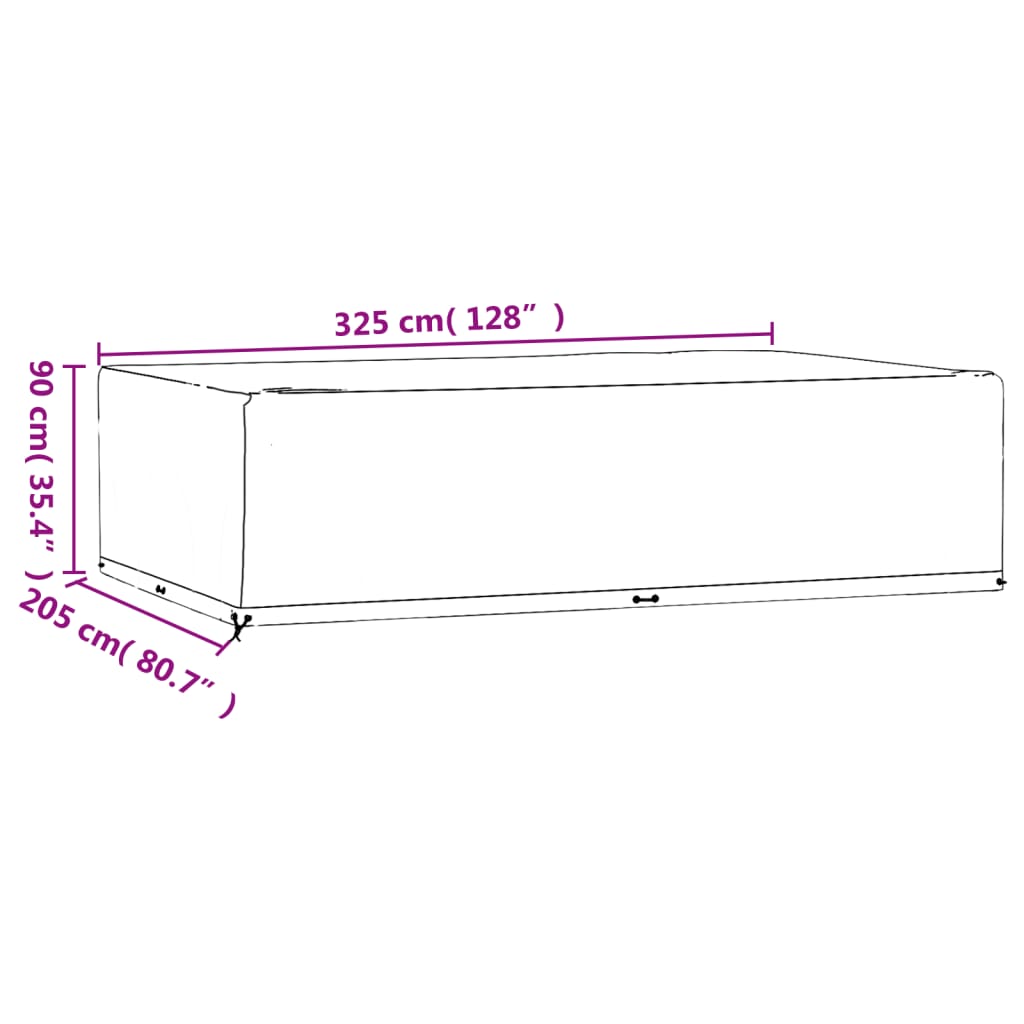 Garden furniture cover 16 rectangular eyeles 325x205x90 cm