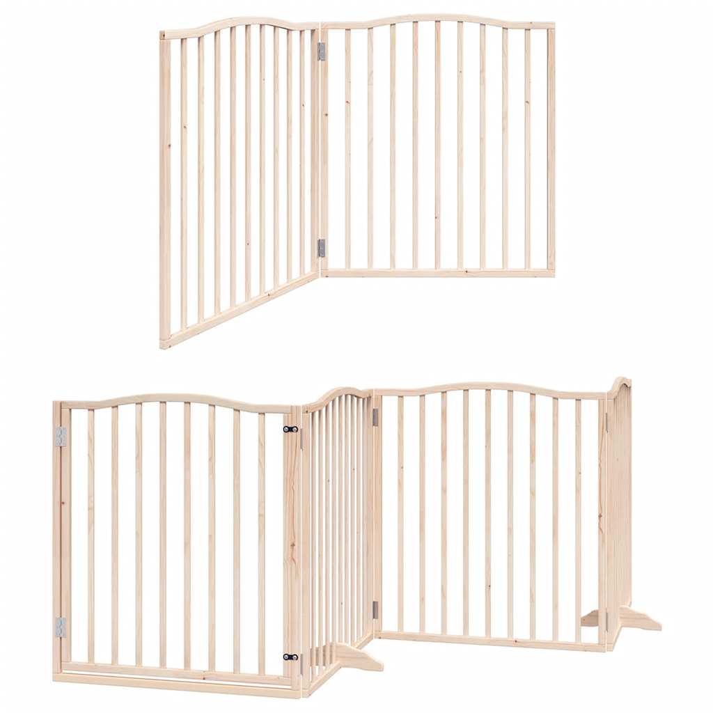 Puerta para perros plegable 6 paneles madera de álamo 480 cm