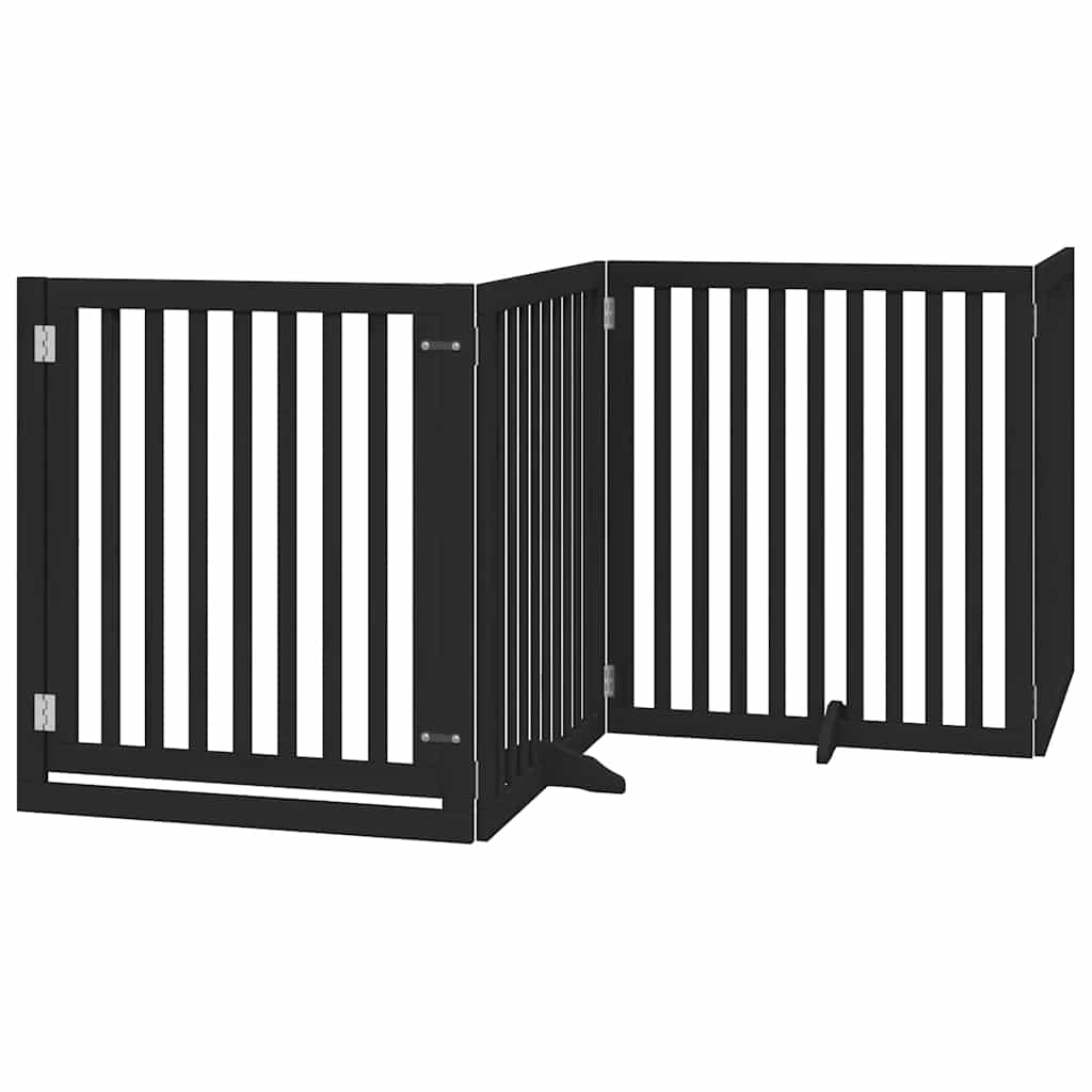 Puerta para perros plegable 6 paneles madera álamo negra 480 cm