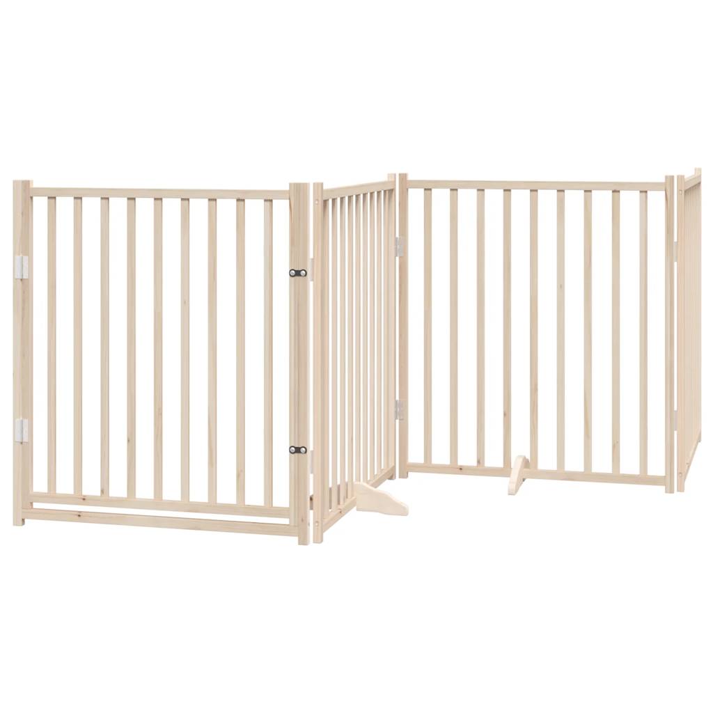 Puerta para perros plegable 6 paneles madera de álamo 480 cm