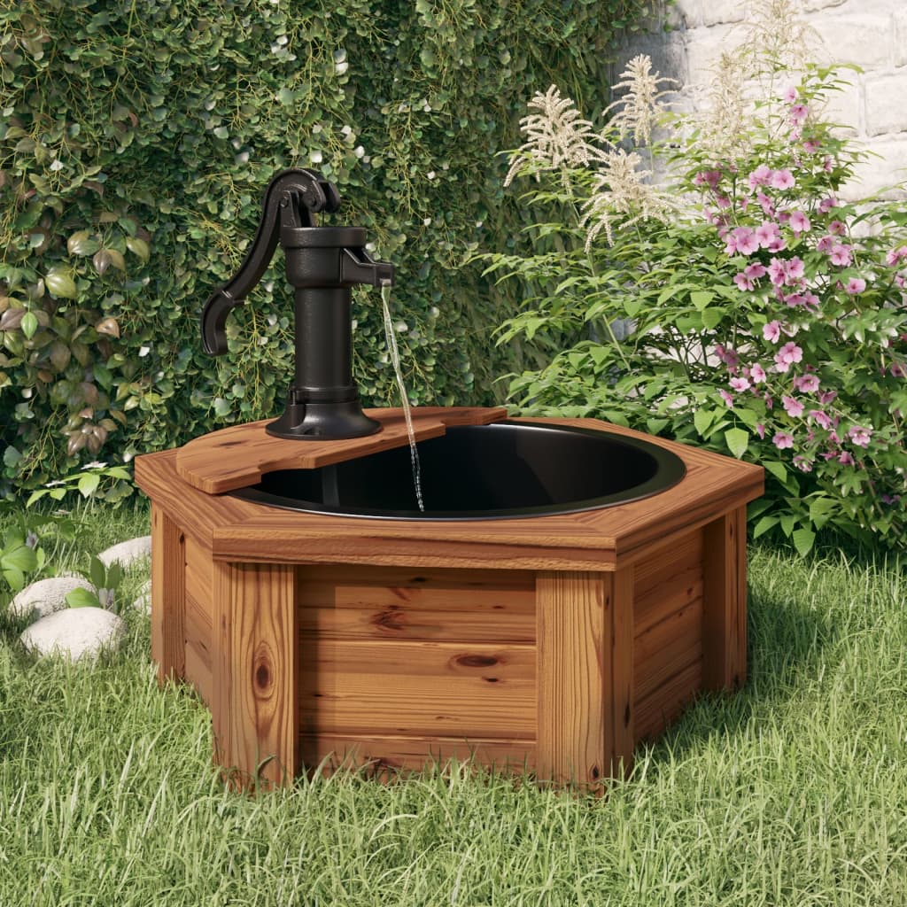 Vetonek Fuente de agua con bomba madera maciza de abeto 57x57x53 cm