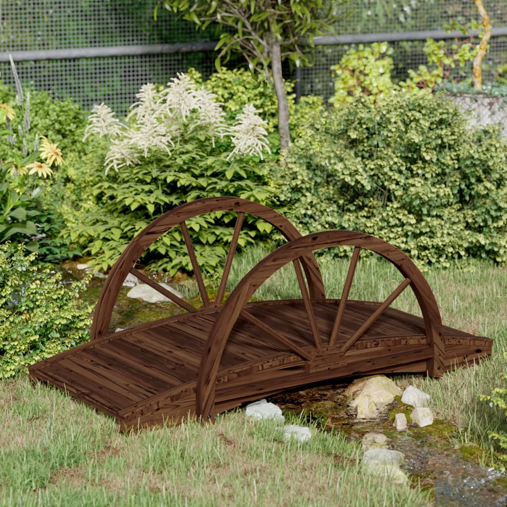 Vetonek Puente de jardín con media rueda madera maciza abeto 99x50x38cm