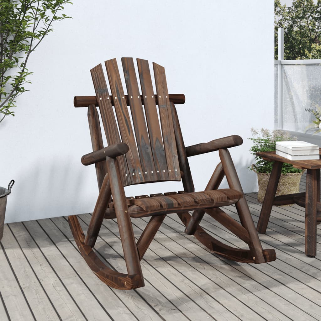 Vetonek Silla mecedora de jardín madera maciza abeto 69x96x101 cm