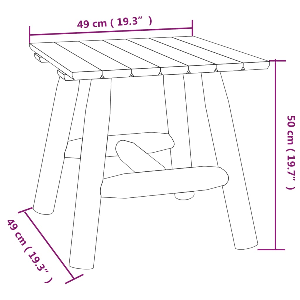 Mesa auxiliar madera maciza abeto 49x49x50 cm