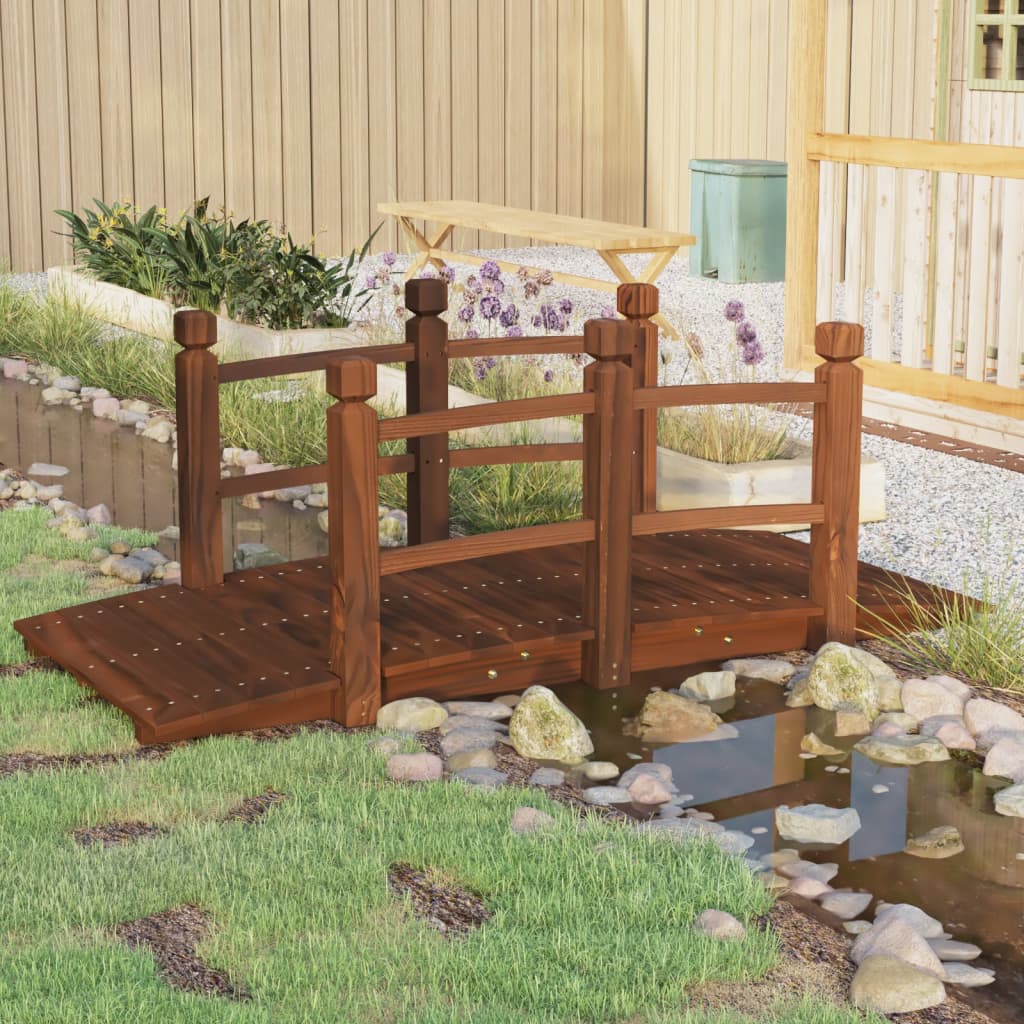 Vetonek Puente de jardín con barandillas madera de abeto 150x67x56cm